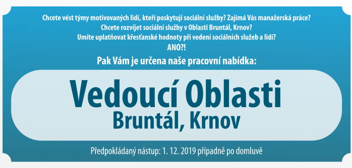 Slezská diakonie hledá vedoucího Oblasti Bruntál, Krnov